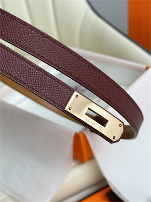 Hermes Kelly 18 Belt Epsom Leather Rose Gold Hardware Burgundy