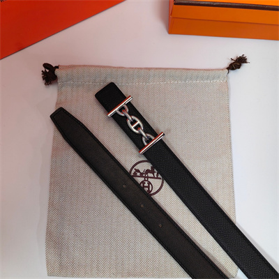 Hermes Lagune belt buckle & Herm??s sur Mer reversible Epsom leather strap Silver Hardware strap 25MM Black