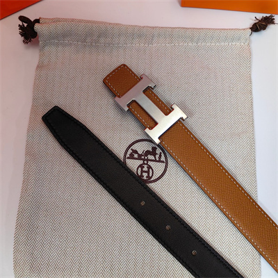 Hermes H belt buckle & Reversible Epsom leather strap 25 mm Silver Hardware Brown/Black