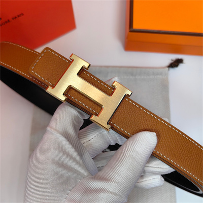 Hermes H belt buckle & Reversible  Epsom leather strap 25 mm Gold Hardware Brown/Black