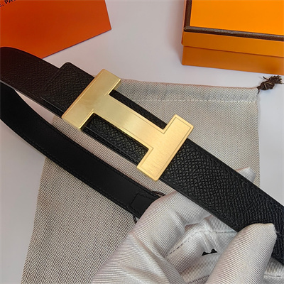 Hermes H belt buckle & Reversible  Epsom leather strap 25 mm Gold Hardware Black