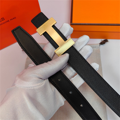 Hermes H belt buckle & Reversible  Epsom leather strap 25 mm Gold Hardware Black