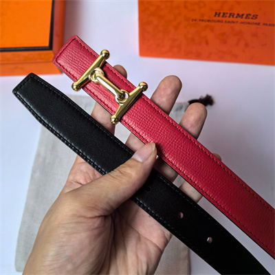 Hermes Mors H belt buckle & Reversible Epsom leather Gold hardware strap 25MM Red/Black