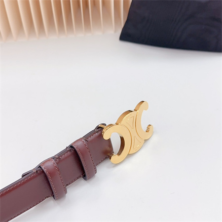 Celine Triomphe Belt 34MM Calfskin Shinny Gold Tone Buckle Burgundy