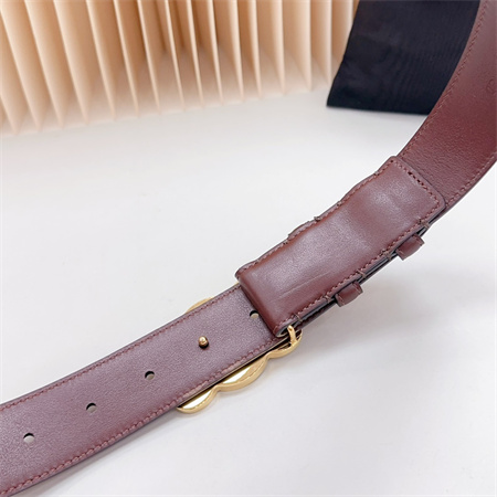 Celine Triomphe Belt 34MM Calfskin Shinny Gold Tone Buckle Burgundy