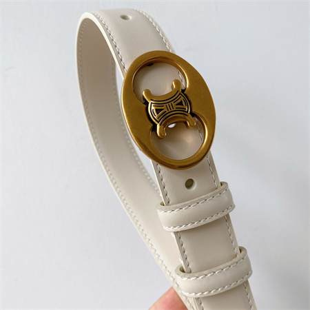 Celine TRIOMPHE Belt 25MM In Calfskin Gold Tone Buckle White