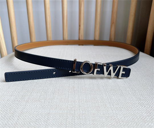 Loewe Belt In Smooth Calfskin 15MM Silver Hardware Blue/Brown