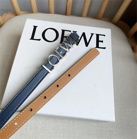 Loewe Belt In Smooth Calfskin 15MM Silver Hardware Blue/Brown