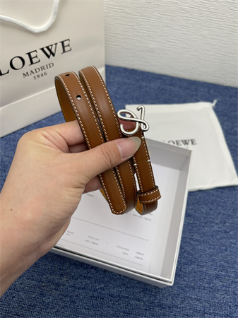 Loewe Belt In Calfskin 15MM Silver Hardware Brown
