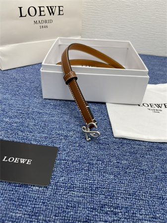 Loewe Belt In Calfskin 15MM Silver Hardware Brown