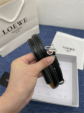 Loewe Belt In Calfskin 15MM Silver Hardware Black/Brown