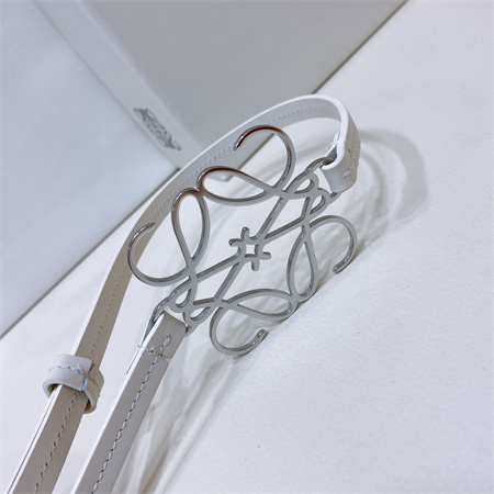 Loewe Belt In Calfskin 10MM Silver Hardware White