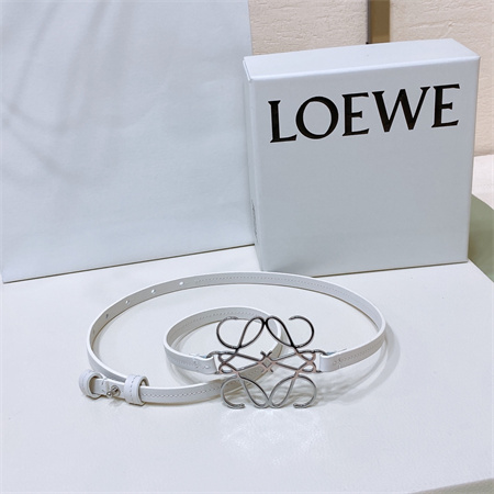 Loewe Belt In Calfskin 10MM Silver Hardware White