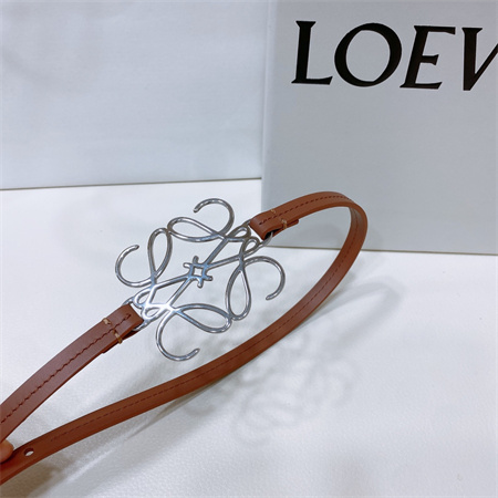 Loewe Belt In Calfskin 10MM Silver Hardware Brown