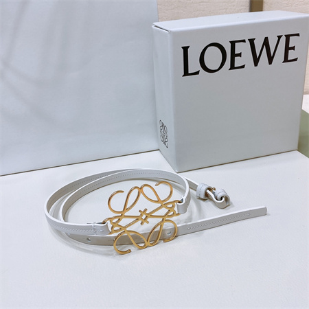 Loewe Belt In Calfskin 10MM Gold Hardware White