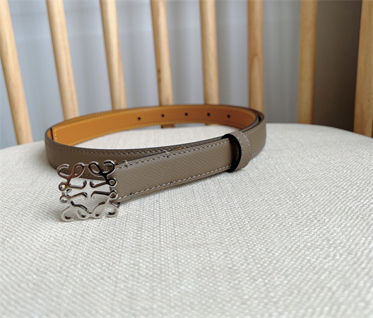Loewe Belt In Grained Calfskin 20MM Silver Hardware Grey/Brown