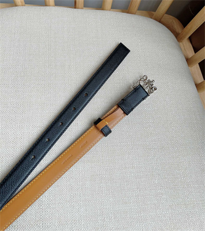 Loewe Belt In Grained Calfskin 20MM  Silver Hardware Black/Brown