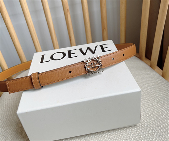 Loewe Belt In Calfskin 20MM Silver Hardware Brown