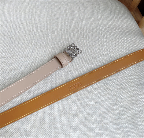 Loewe Belt In Smooth Calfskin 20MM Silver Hardware Nude Pink/Brown
