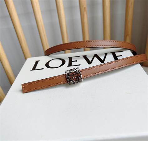 Loewe Belt In Calfskin 10MM Silver Hardware Brown/Black