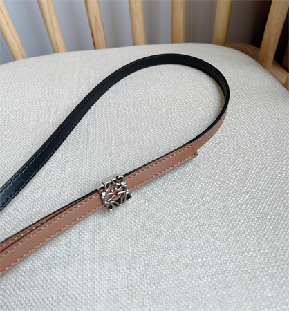 Loewe Belt In Calfskin 10MM Silver Hardware Brown/Black