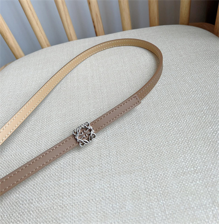 Loewe Belt In Calfskin 10MM Silver Hardware Brown