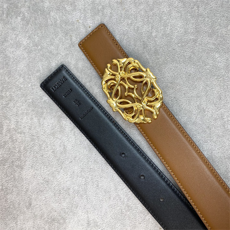 Loewe Belt In Calfskin 30MM Gold Hardware Black/Brown