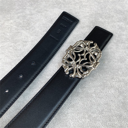 Loewe Belt In Calfskin 30MM Silver Hardware Black