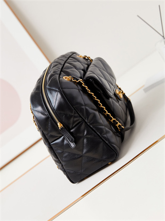 Cha.nel Large Bowling Bag Shiny Calfskin & Gold-Tone Metal Black AS4812