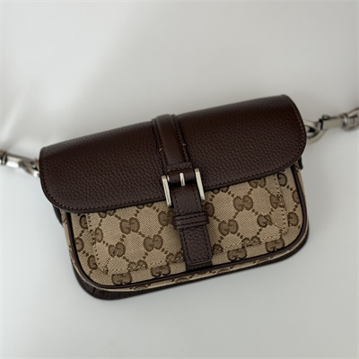 Gu.cci GG super mini bag Beige and ebony Original GG canvas and Brown leather 795213