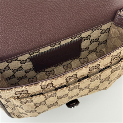 Gu.cci GG super mini bag Beige and ebony Original GG canvas and Brown leather 795213