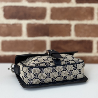 Gu.cci GG super mini bag Beige and ebony Original GG canvas and Navy leather 795213