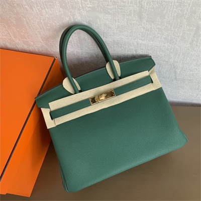 Bir.kin Bag TOGO Leather 25/30/35CM Gold/Silver Hardware In Malachite Color HS
