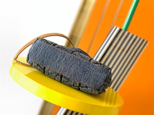 Y.S.L TOY PUFFER In Black Denim Fabric Gold Tone Metal