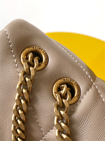 Y.S.L TOY PUFFER In Nappa Lambskin Gold Tone Metal Beige Color