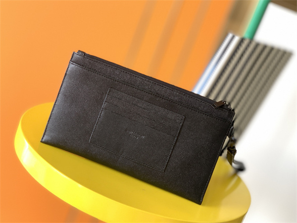 Y.S.L CASSANDRE MATELASSÉ Large Pouch In Grain DE Poudre Leather Black /Black