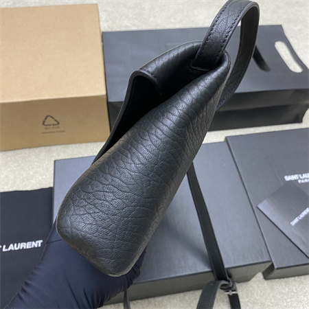 Y.S.L CASSANDRE Envelope Messenger In Grained Lambskin Black