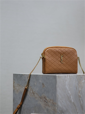 Y.S.L GABY ZIPPED POUCH IN QUILTED LAMBSKIN Dk Cork