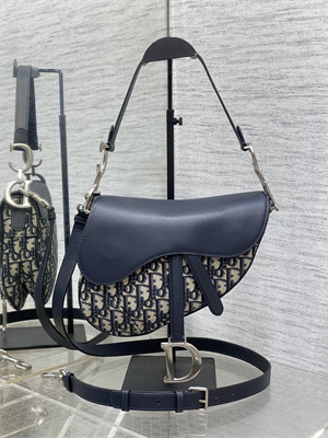 CD Saddle Bag Oblique Jacquard & Smooth Calfskin Blue Color