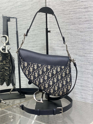 CD Saddle Bag Oblique Jacquard & Smooth Calfskin Blue Color