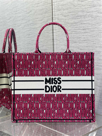 CD Miss Dior Large Book Tote Allover Emb Fuchsia
