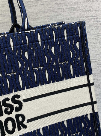 CD Miss Dior Large Book Tote Allover Emb Navy Blue