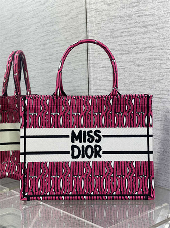 CD Miss Dior Medium Book Tote Allover Emb Fuchsia