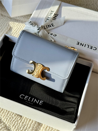 Celine COMPACT WALLET WITH COIN TRIOMPHE in Shiny calfskin