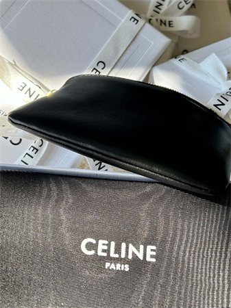 Celine Triomphe Coin Purse Smooth Calfskin Black