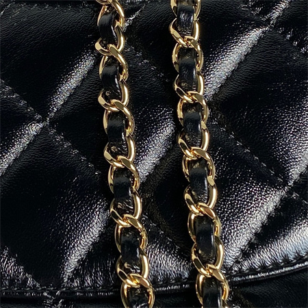 Chanel Mini Flap Bag with Top Handle Shiny Lambskin & Gold-Tone Metal Black AS5043
