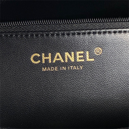 Chanel Mini Flap Bag with Top Handle Shiny Lambskin & Gold-Tone Metal Black AS5043