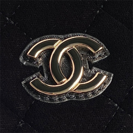 Chanel Small Tote Woolen Fabric Gold Tone Metal Black AS5130