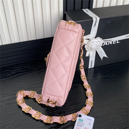 Chanel Flap Bag Lambskin Gold Tone Metal Pink AS5176