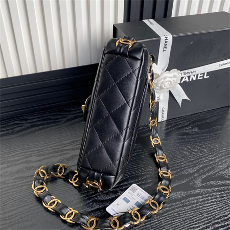 Chanel Flap Bag Lambskin Gold Tone Metal Black AS5176